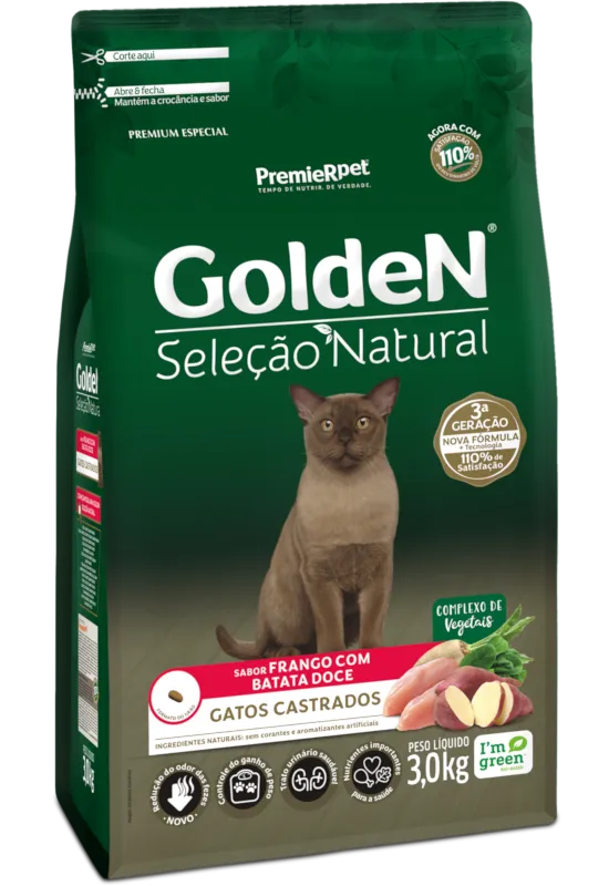 GoldeN Seleção Natural Gatos Castrados Frango com Batata Doce