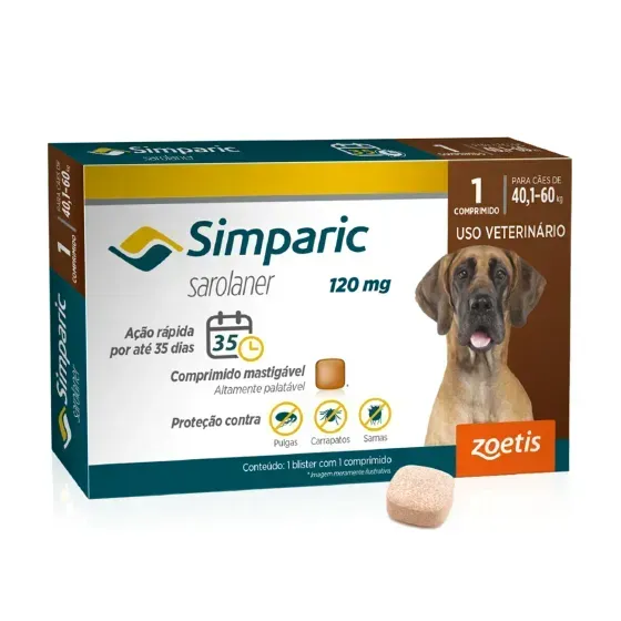 Antipulgas Simparic 120mg para Cães 40 a 60kg