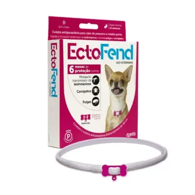 Coleira Antipulgas e Carrapatos Ectofend Rosa para Cães Pequenos e Médios 48 cm