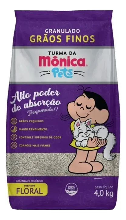 Areia Higiênica Granulado Floral Gato Turma Da Monica