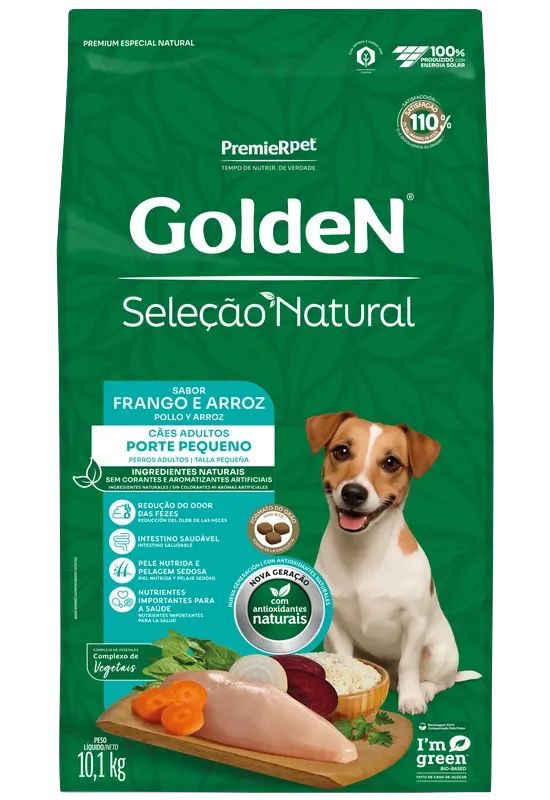 GoldeN Seleção Natural Cães Adultos Porte Pequeno Frango & Arroz