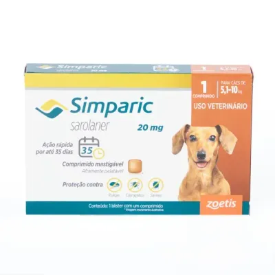 Antipulgas Simparic 20mg para Cães 5 a 10kg