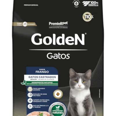 GoldeN Gatos Castrados Sênior Frango, Arroz e Beterraba Branca