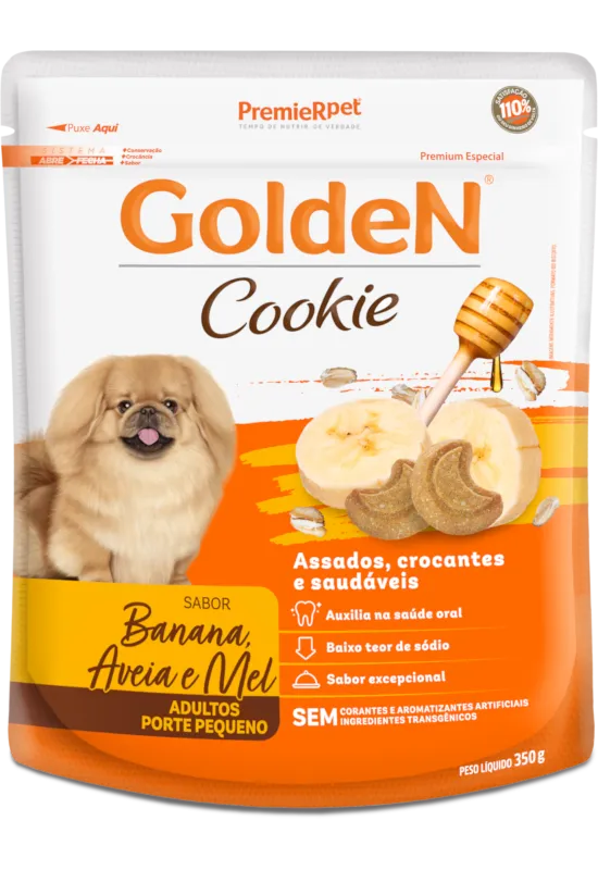 GoldeN Cookie Cães Adultos Porte Pequeno Banana, Aveia & Mel