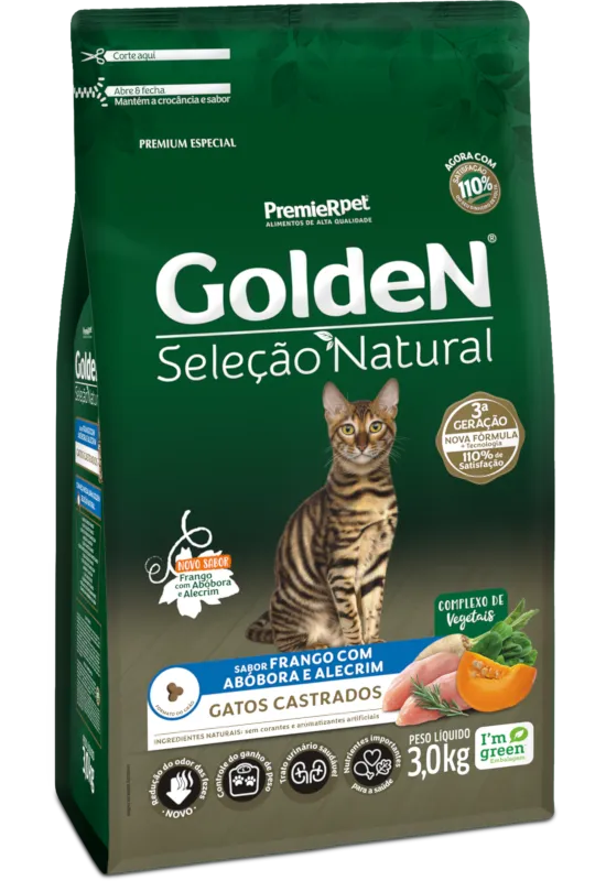 GoldeN Seleção Natural Gatos Castrados Frango com Abóbora & Alecrim