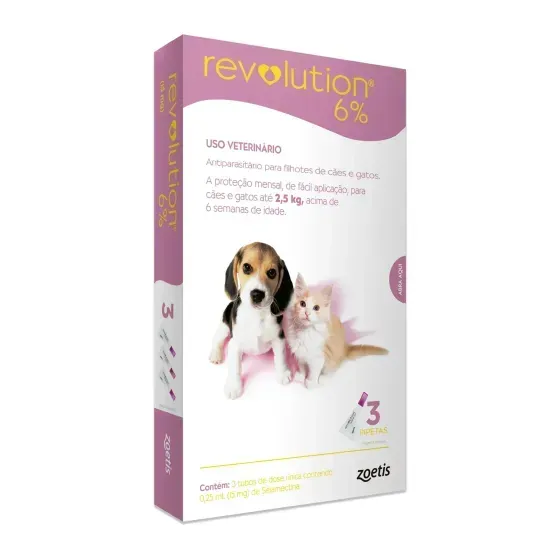 Antipulgas Revolution 6% para Cães e Gatos até 2,5kg
