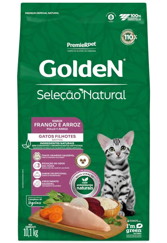 GoldeN Seleção Natural Gatos Filhotes Frango & Arroz