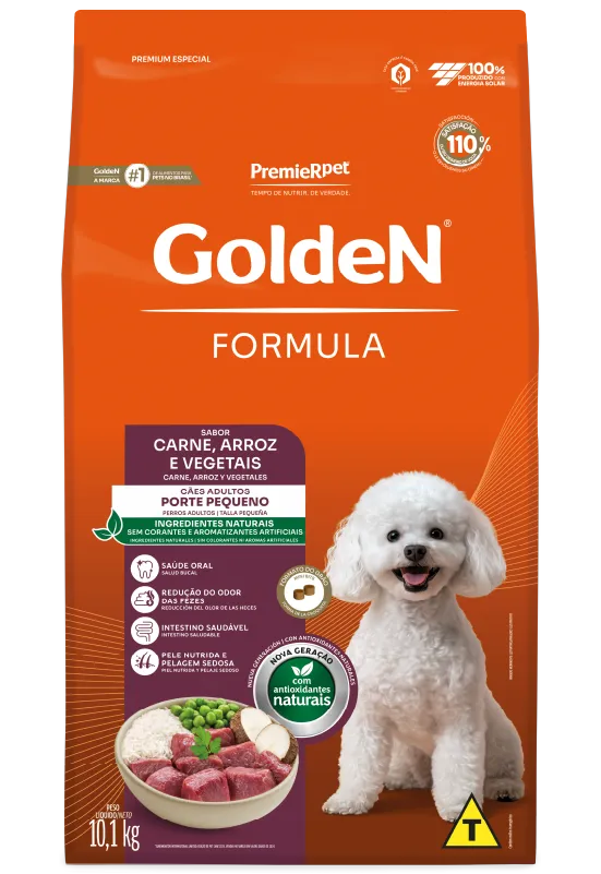 GoldeN Formula Cães Adultos Porte Pequeno Carne e Arroz