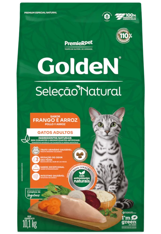GoldeN Seleção Natural Gatos Adultos Frango e Arroz