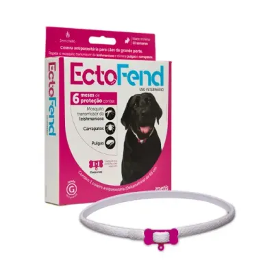 Coleira Antipulgas e Carrapatos Ectofend Rosa para Cães Raças Grandes 65 cm