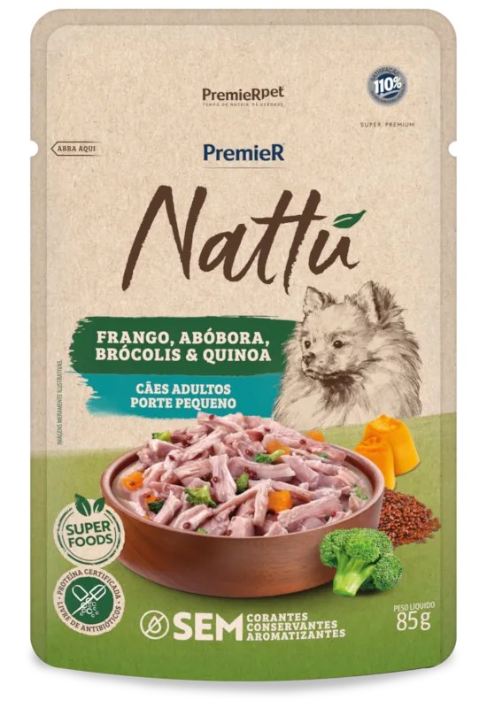 PremieR Nattu Úmidos Cães Adultos Porte Pequeno Frango, Abóbora, Brócolis e Quinoa
