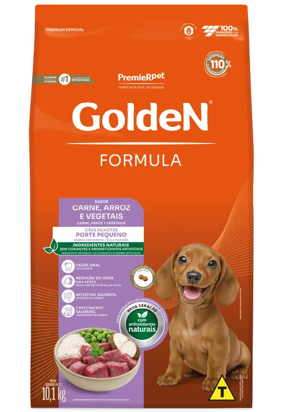 GoldeN Formula Cães Filhotes Porte Pequeno Carne & Arroz