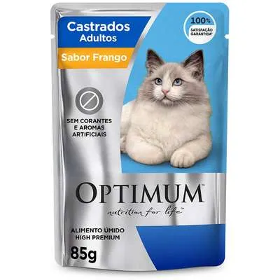Ração Úmida Optimum Sachê para Gatos Adultos Castrados Frango