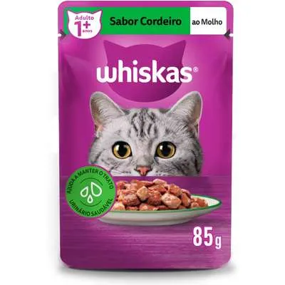 Ração Úmida Whiskas Sachê Cordeiro ao Molho para Gatos Adultos