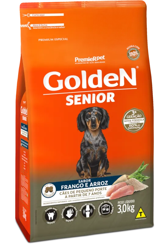 GoldeN Formula Cães Seniores Porte Pequeno Frango e Arroz Mini Bits