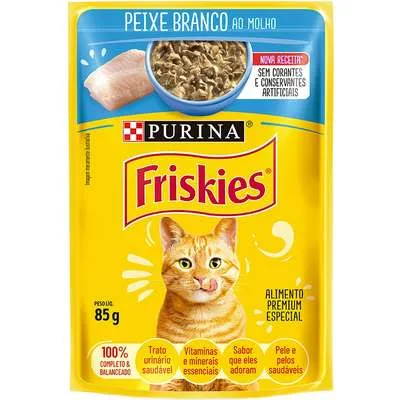 Ração Úmida Nestlé Purina Friskies Peixe Branco ao Molho para Gatos Adultos