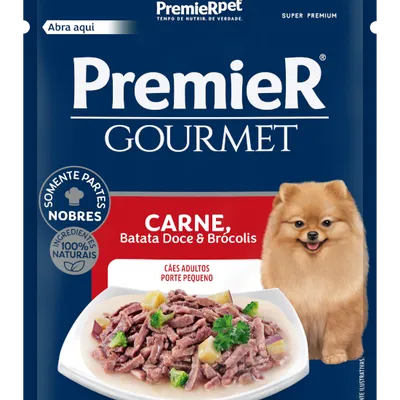 PremieR Gourmet Cães Adultos Porte Pequeno Carne, Batata Doce e Brócolis