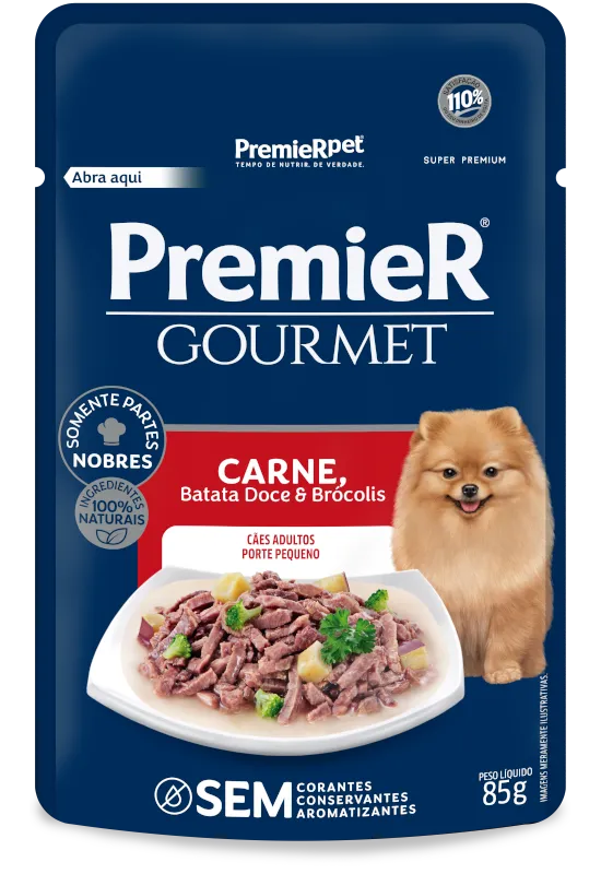 PremieR Gourmet Cães Adultos Porte Pequeno Carne, Batata Doce e Brócolis