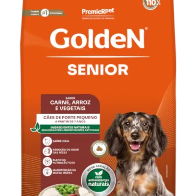 GoldeN Formula Cães Seniores Porte Pequeno Carne e Arroz