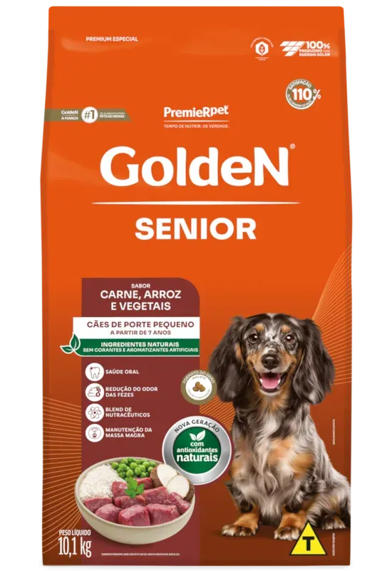 GoldeN Formula Cães Seniores Porte Pequeno Carne e Arroz